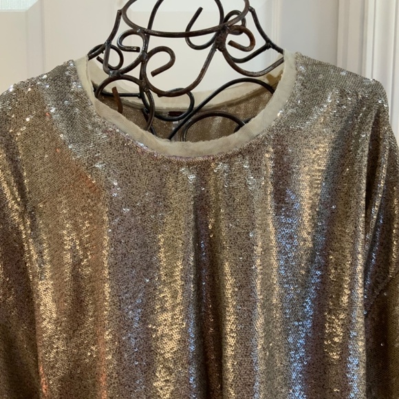 Free People Sequin Champagne Dreams Party Crop Top Size XS - Picture 2 of 8